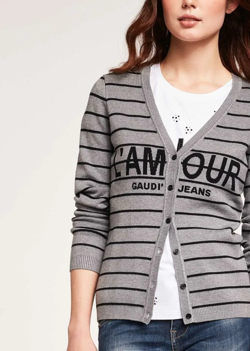 Cardigan a righe jacquard