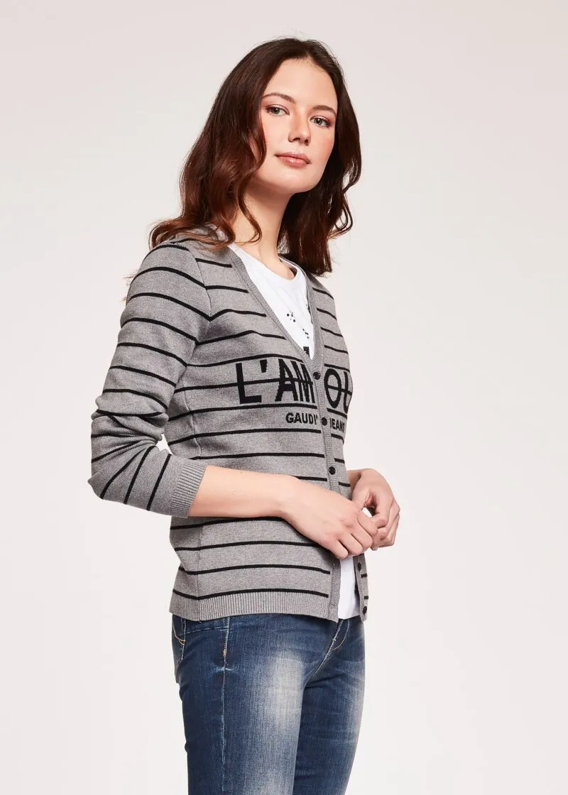 Cardigan a righe jacquard