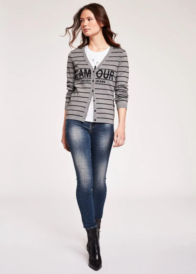 Cardigan a righe jacquard