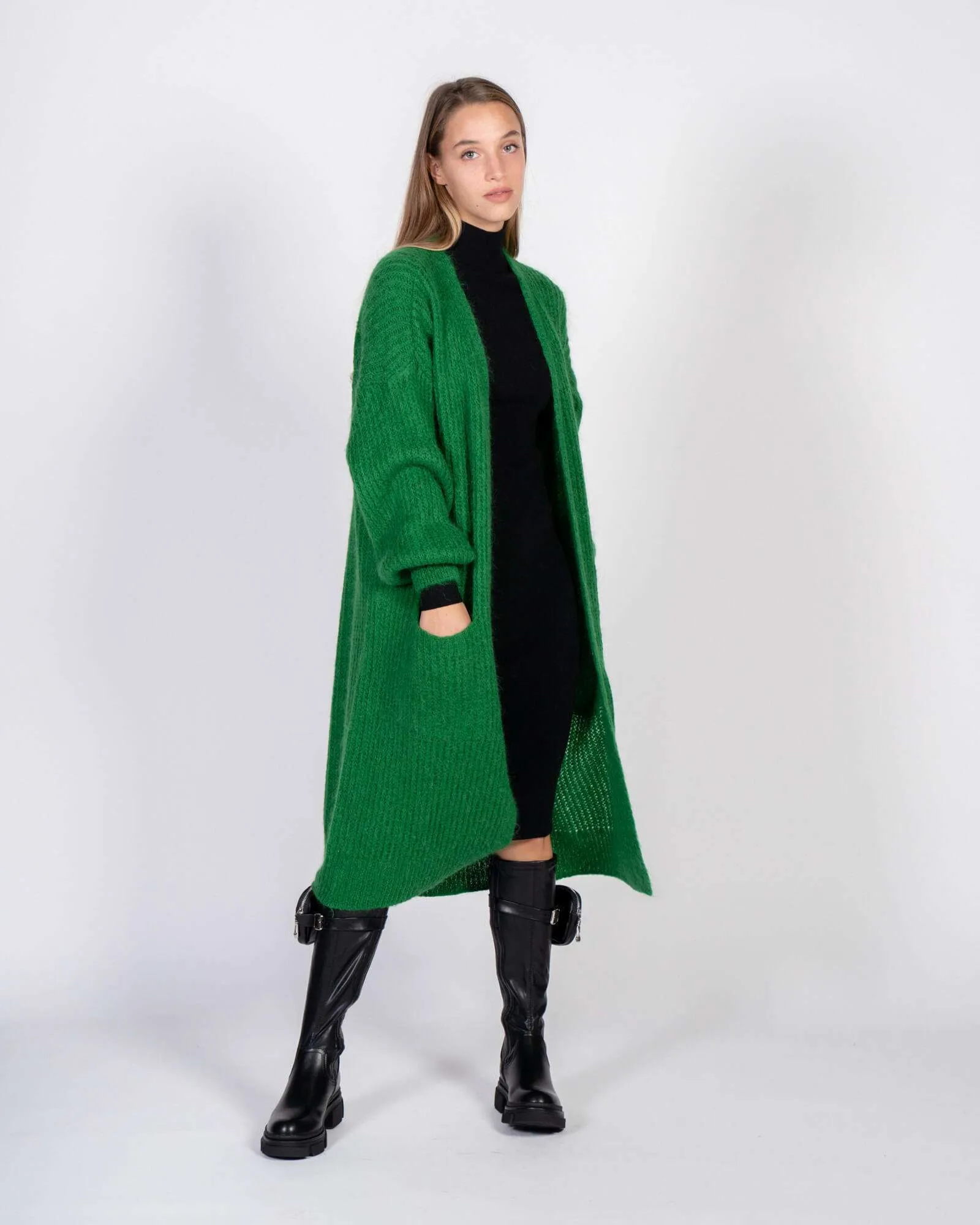 Cardigan lungo verde