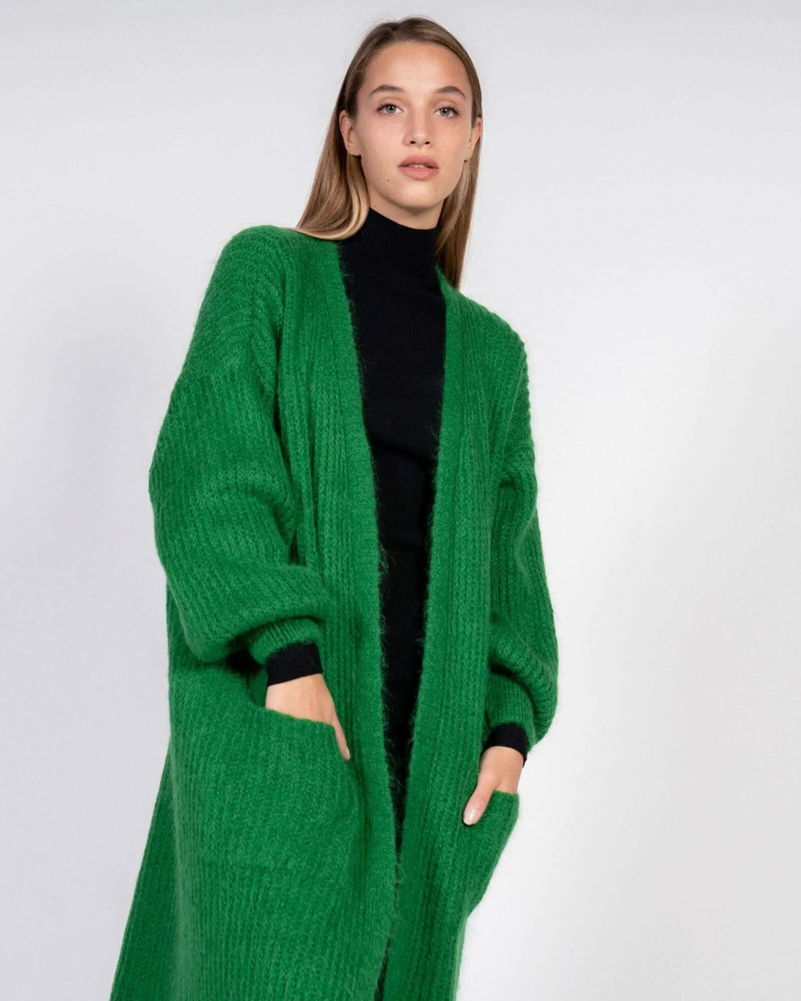 Cardigan lungo verde