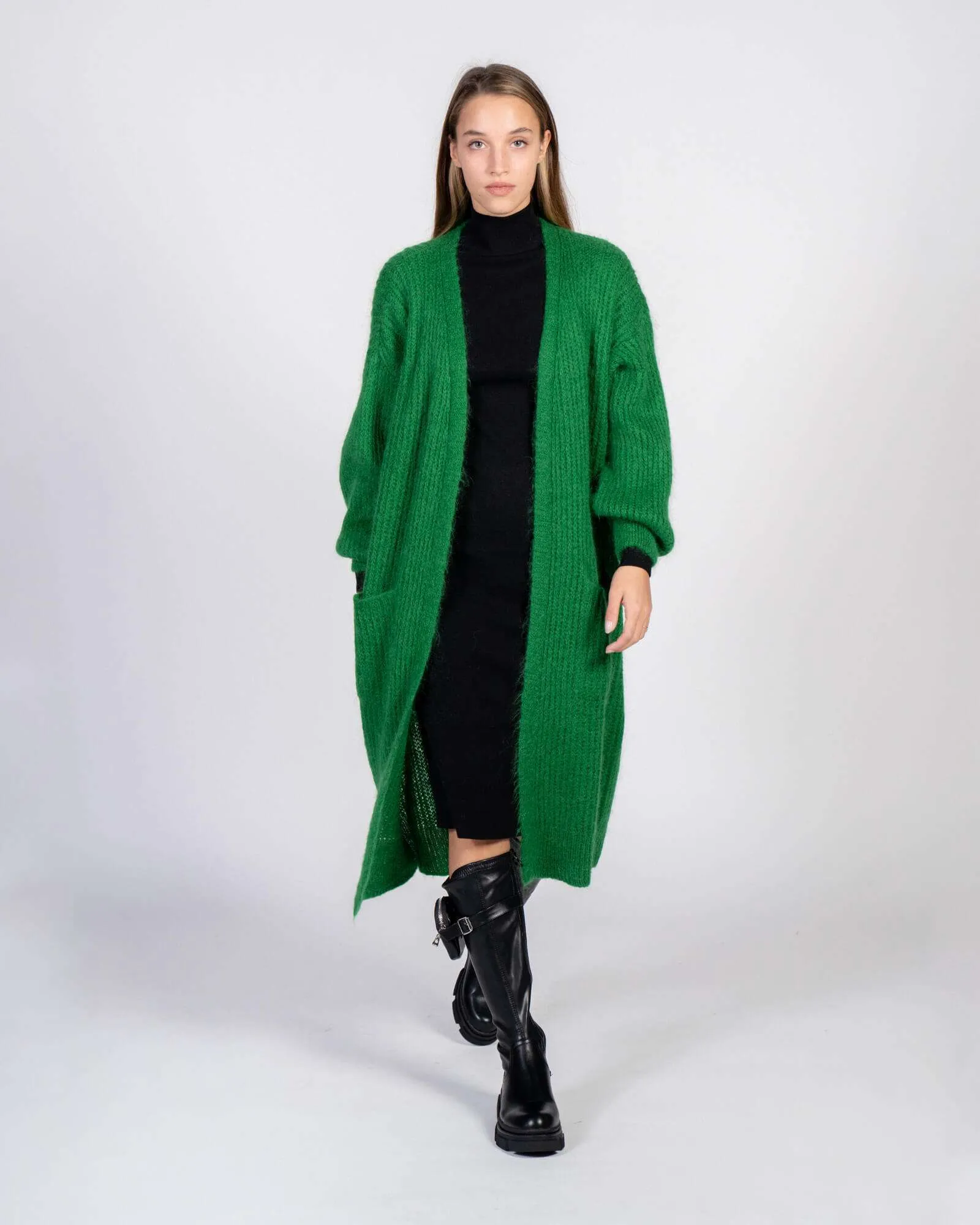 Cardigan lungo verde