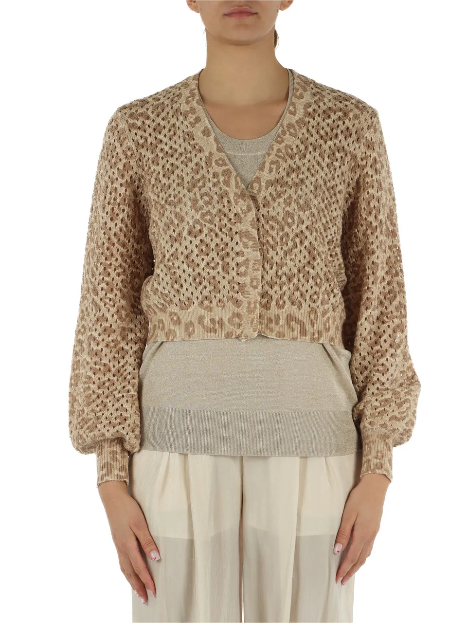 Cardigan traforato in cotone