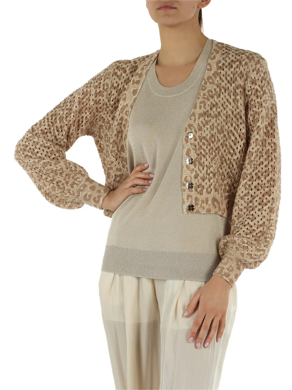 Cardigan traforato in cotone
