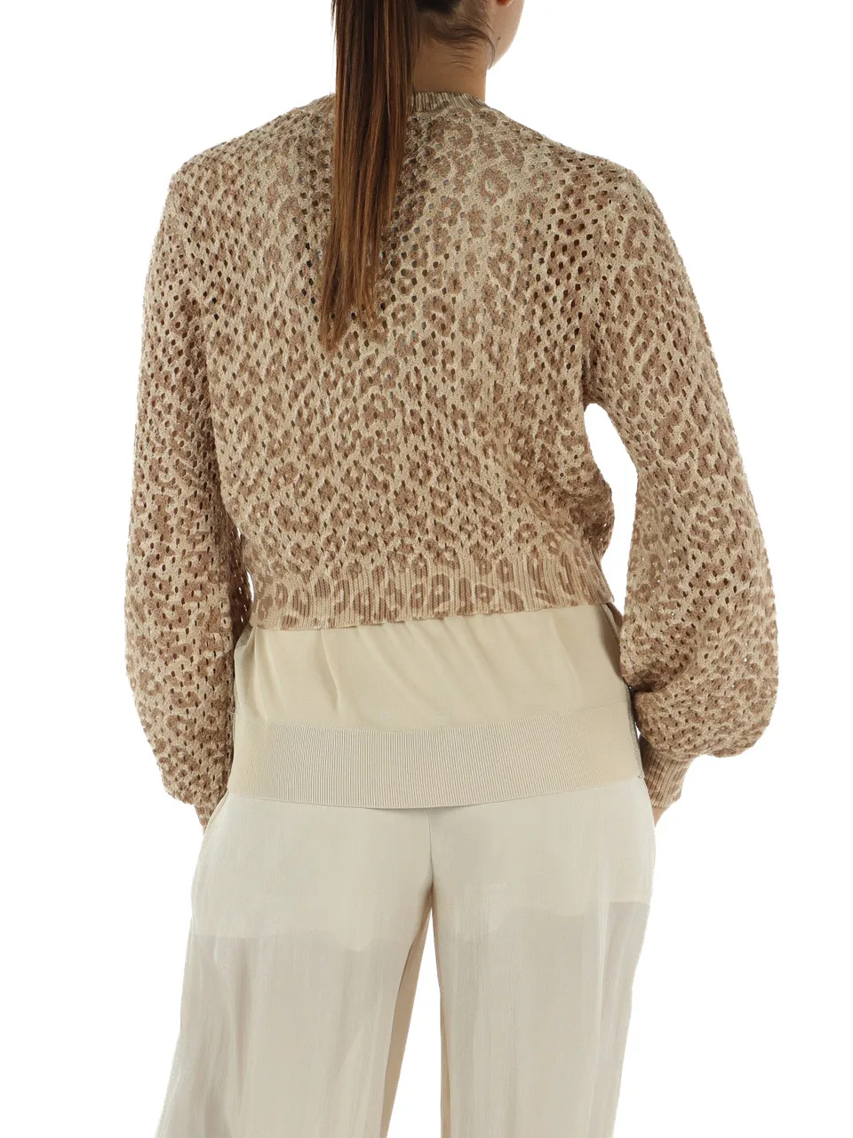 Cardigan traforato in cotone