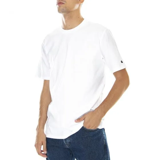 CARHARTT WIP M' S/S Base T-Shirt White / Black - Maglietta Girocollo Uomo Bianca    