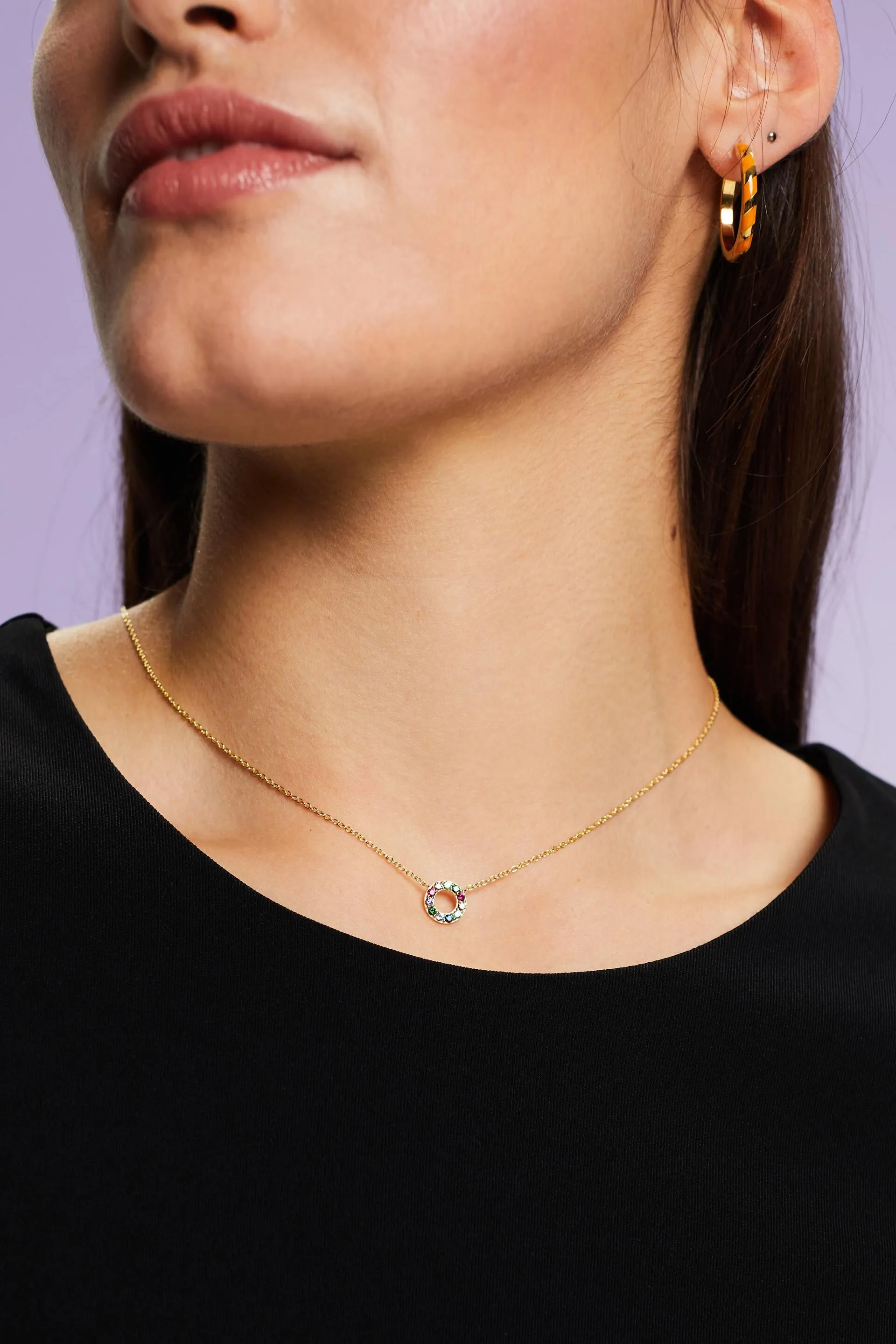 Collana con ciondolo a forma di cerchio in argento sterling dorato
