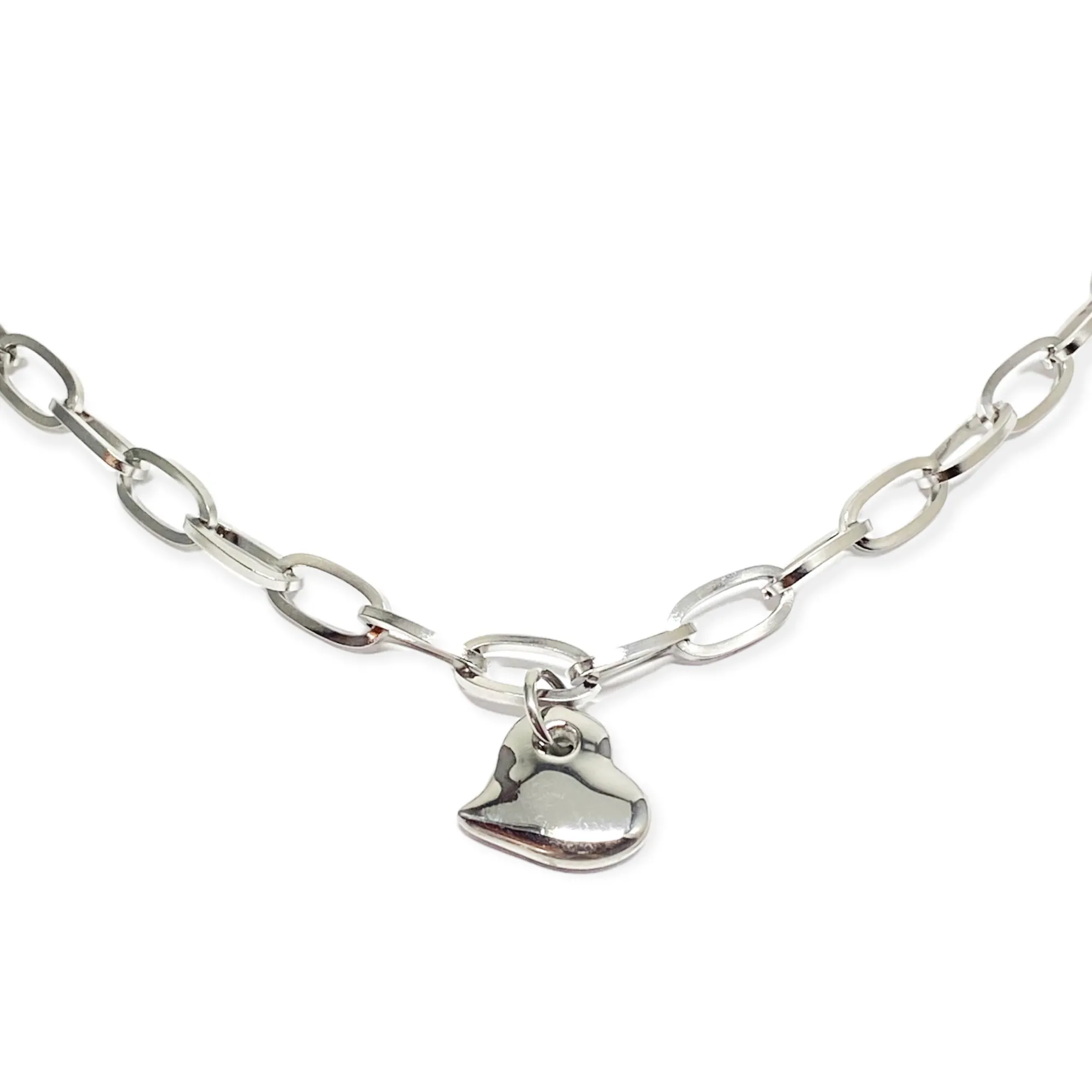 COLLANA CUORE BOMBATO CATENA