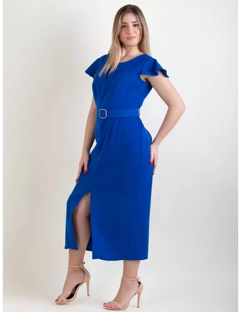 Completo giacca e abito tubino midi blu azzurro Sonia Pena