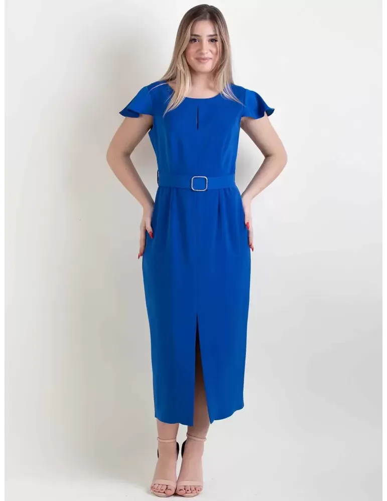 Completo giacca e abito tubino midi blu azzurro Sonia Pena