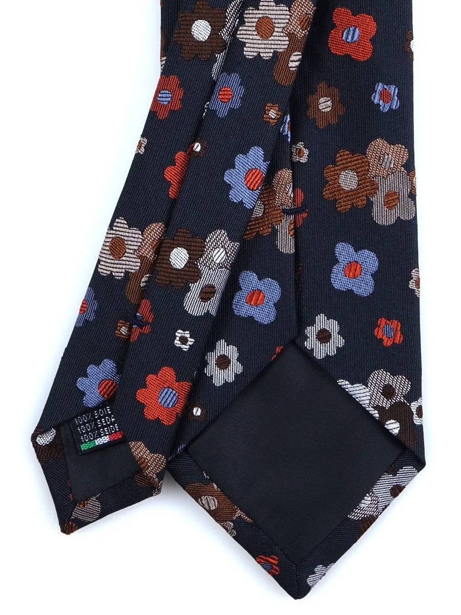 Cravatta 3 pieghe VERNA in seta tessuta Blu Scuro 