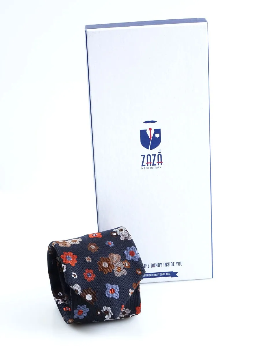 Cravatta 3 pieghe VERNA in seta tessuta Blu Scuro 