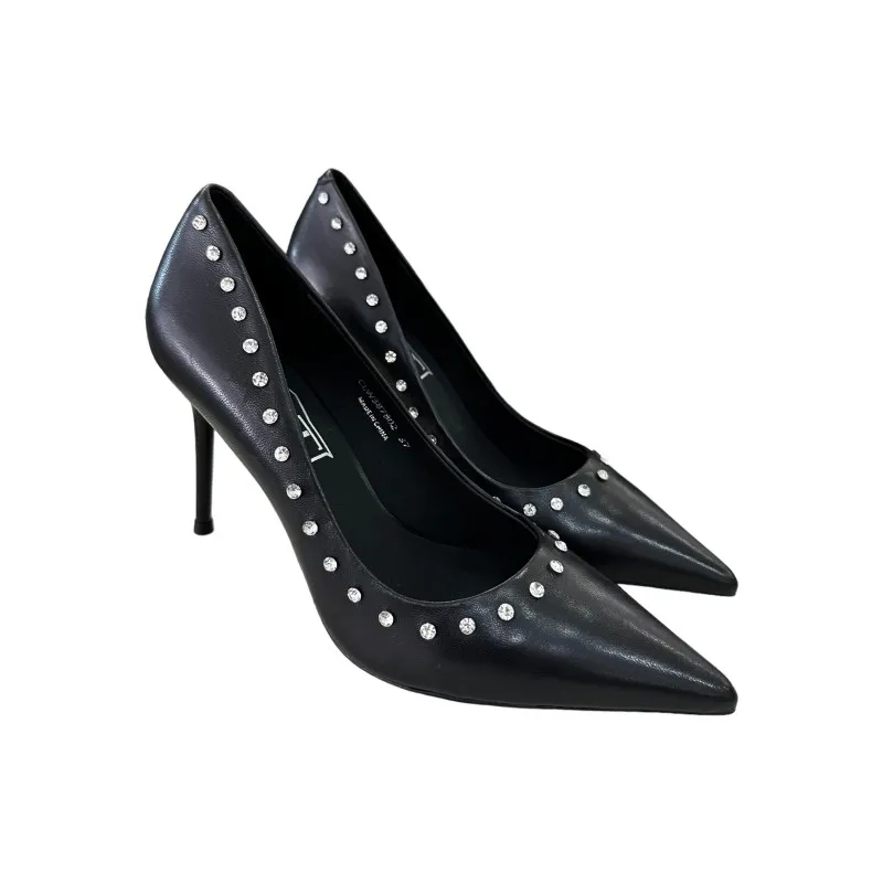 DECOLLETE BASSO PELLE CON CRISTALLI