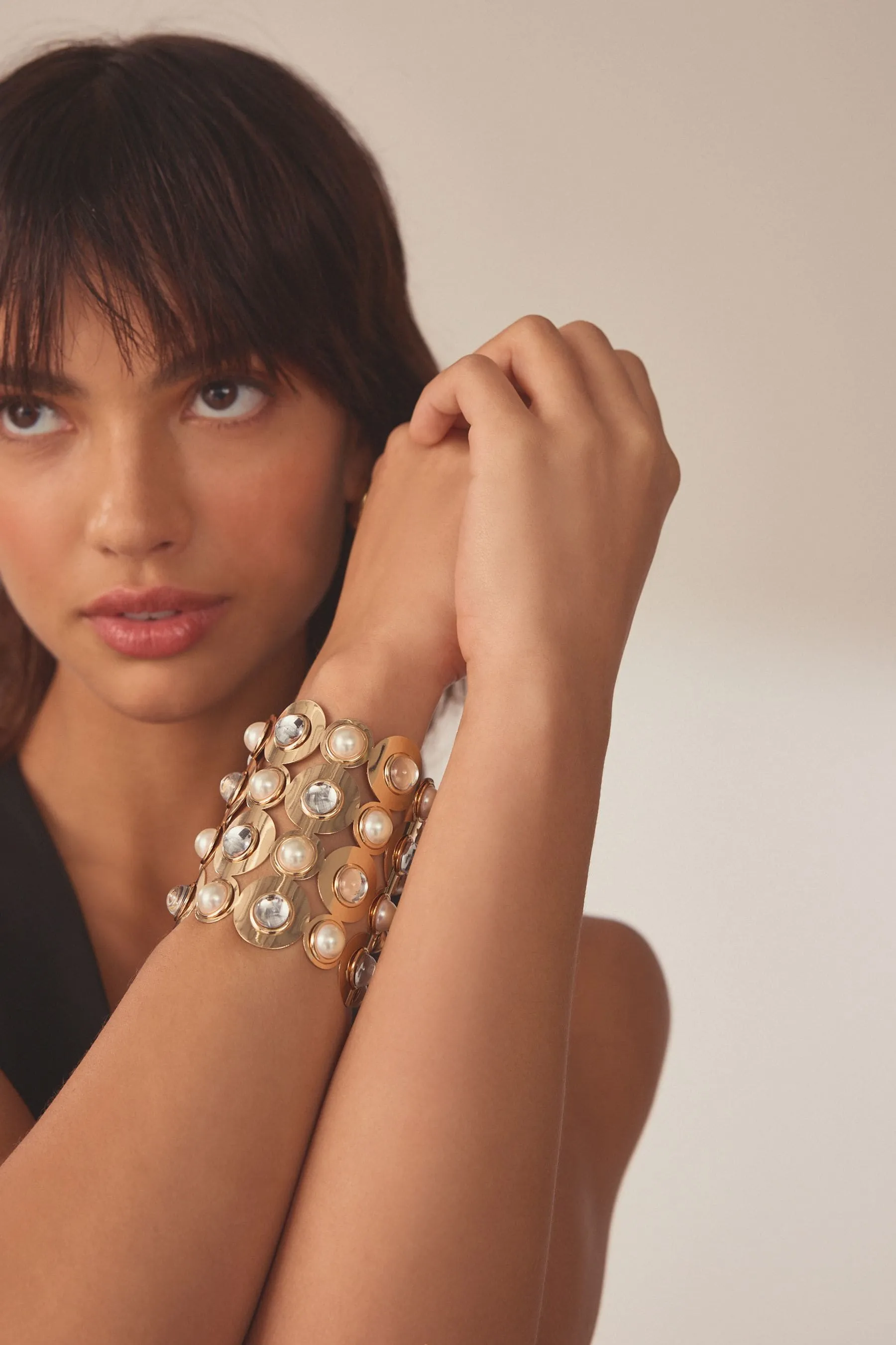 Dorato  - Bracciale rigido con perle