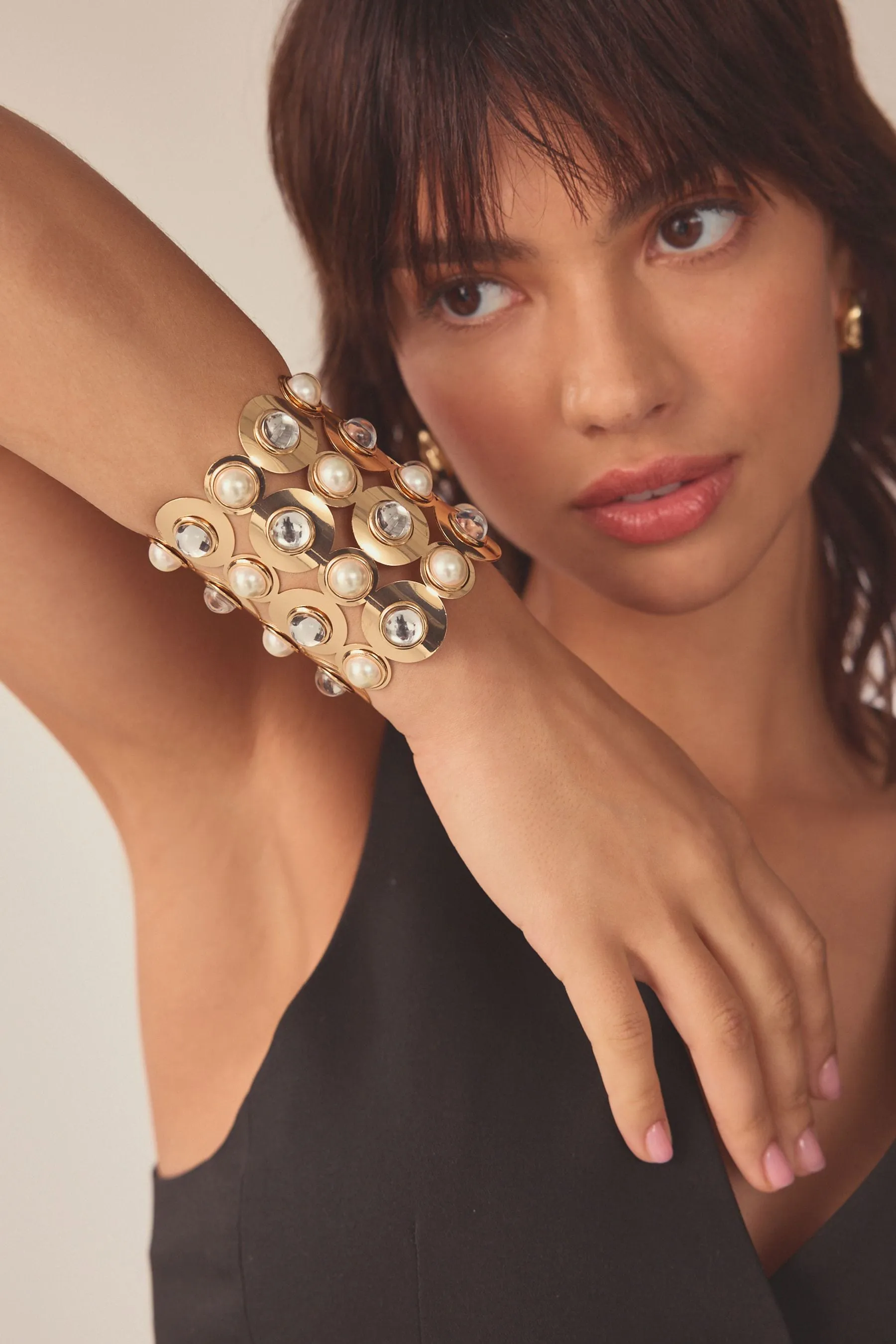 Dorato  - Bracciale rigido con perle
