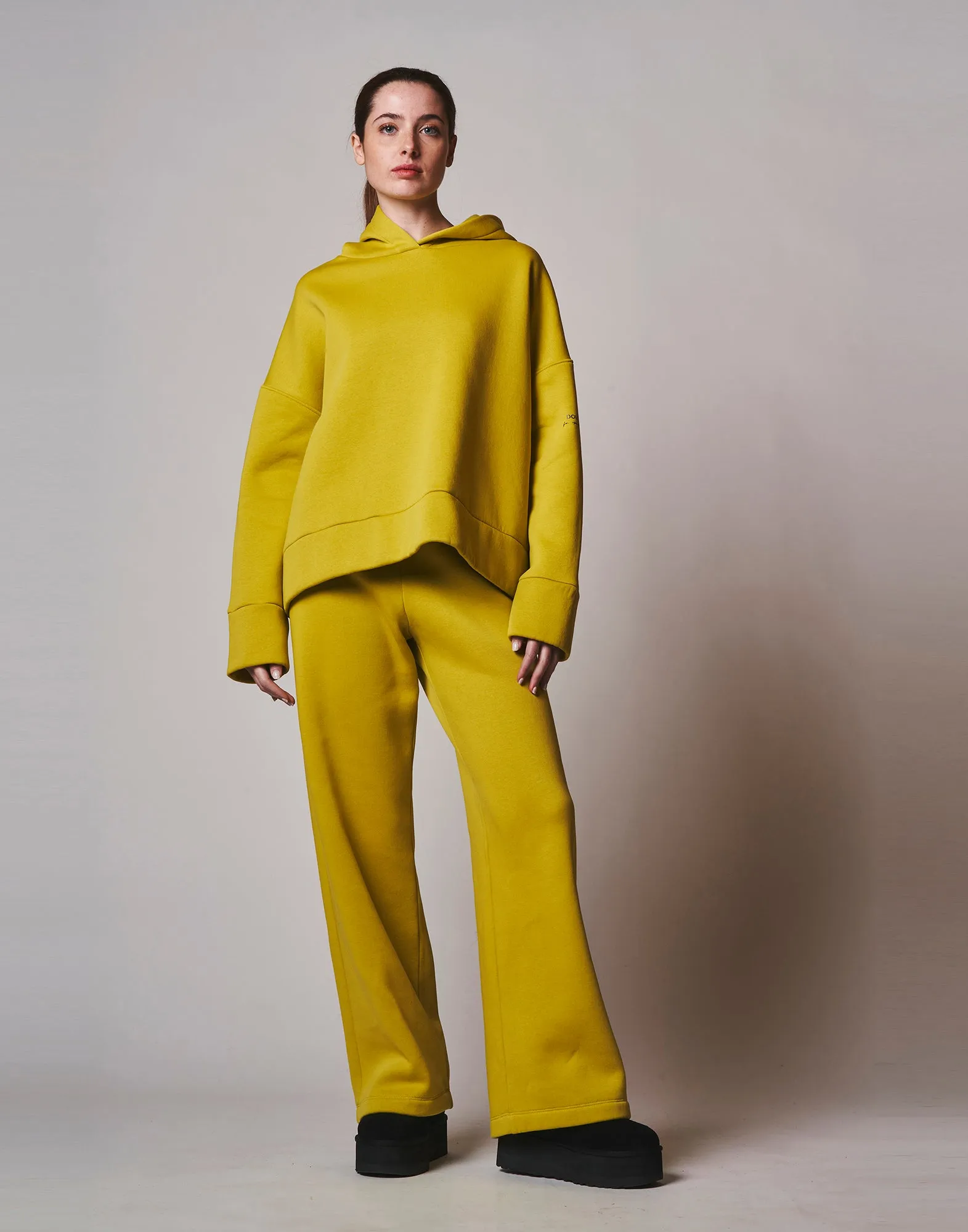 DOUUOD Pantalone a Palazzo in Felpa Garzata