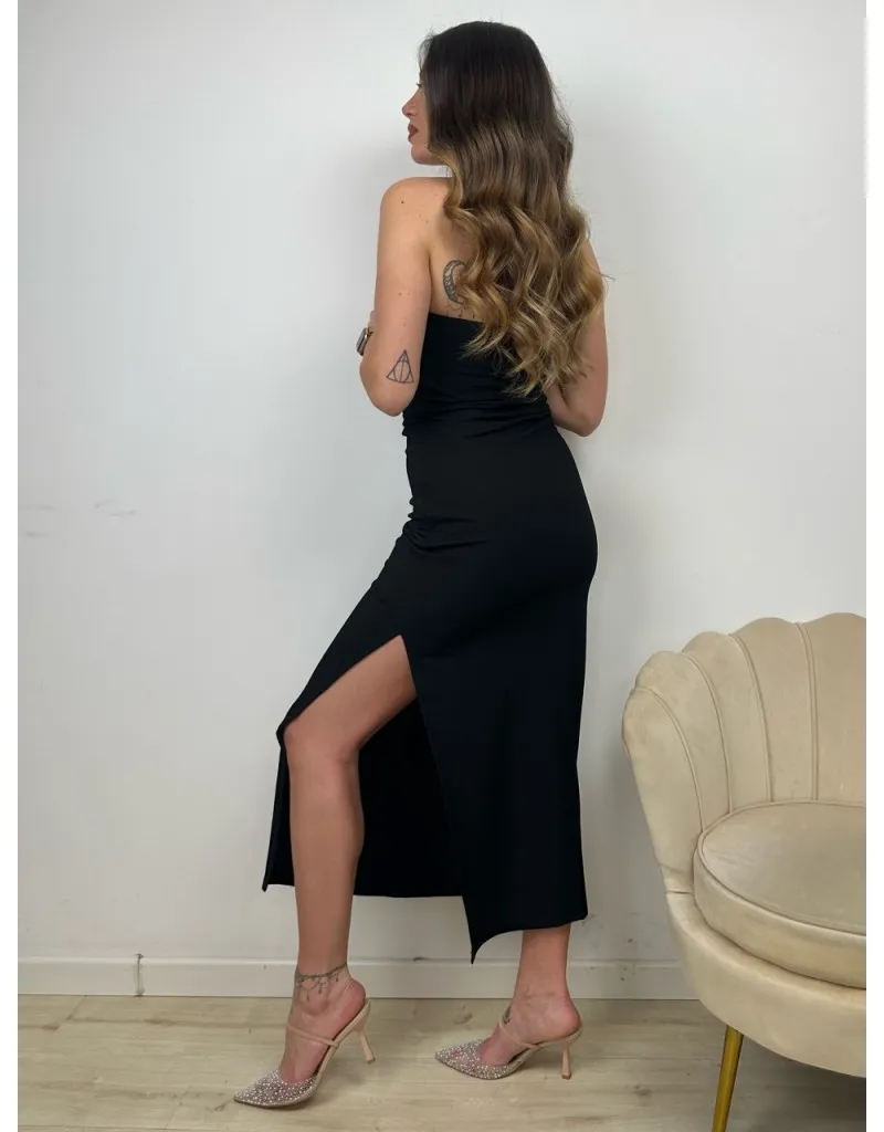 DRESS FASCIA NIDO D'APE NERO