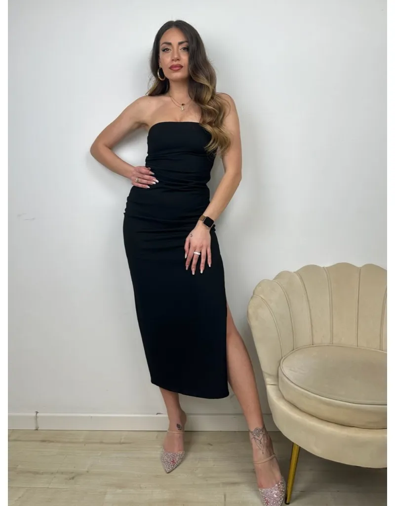 DRESS FASCIA NIDO D'APE NERO