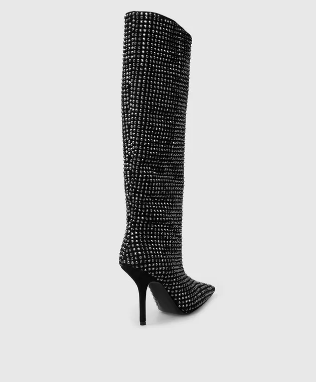 Eddy Daniele Stivali in camoscio nero con strass Swarovski EW21950