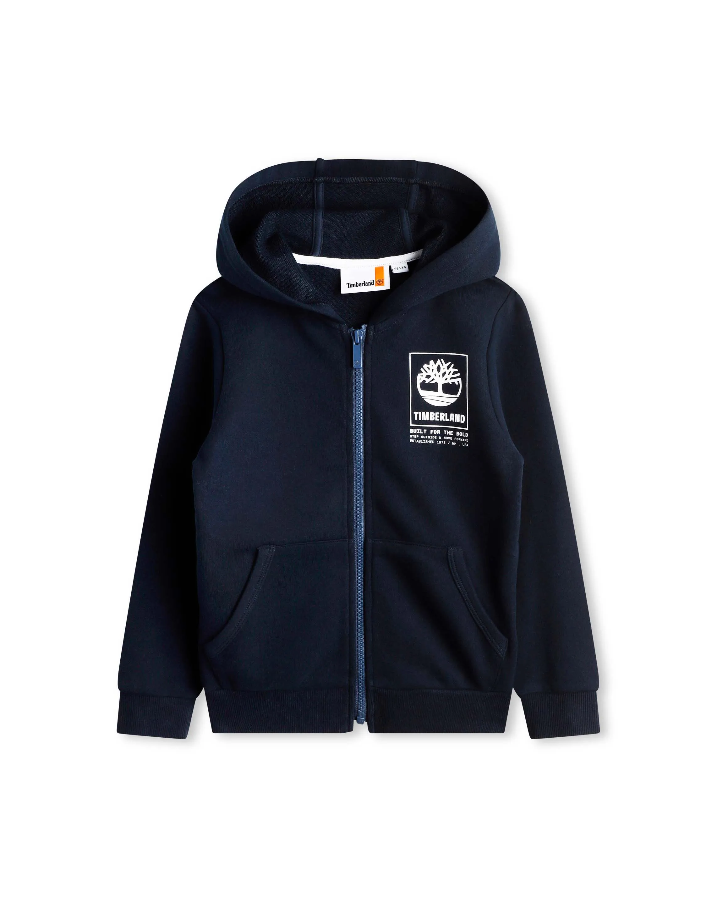 Felpa blu in cotone con cappuccio e zip 6-8 anni