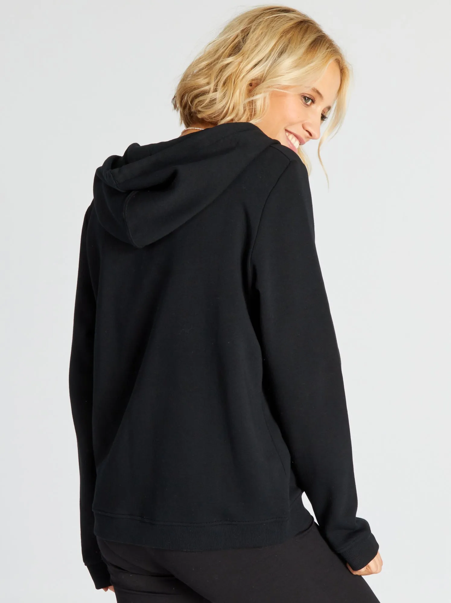 Felpa con zip e cappuccio - nero