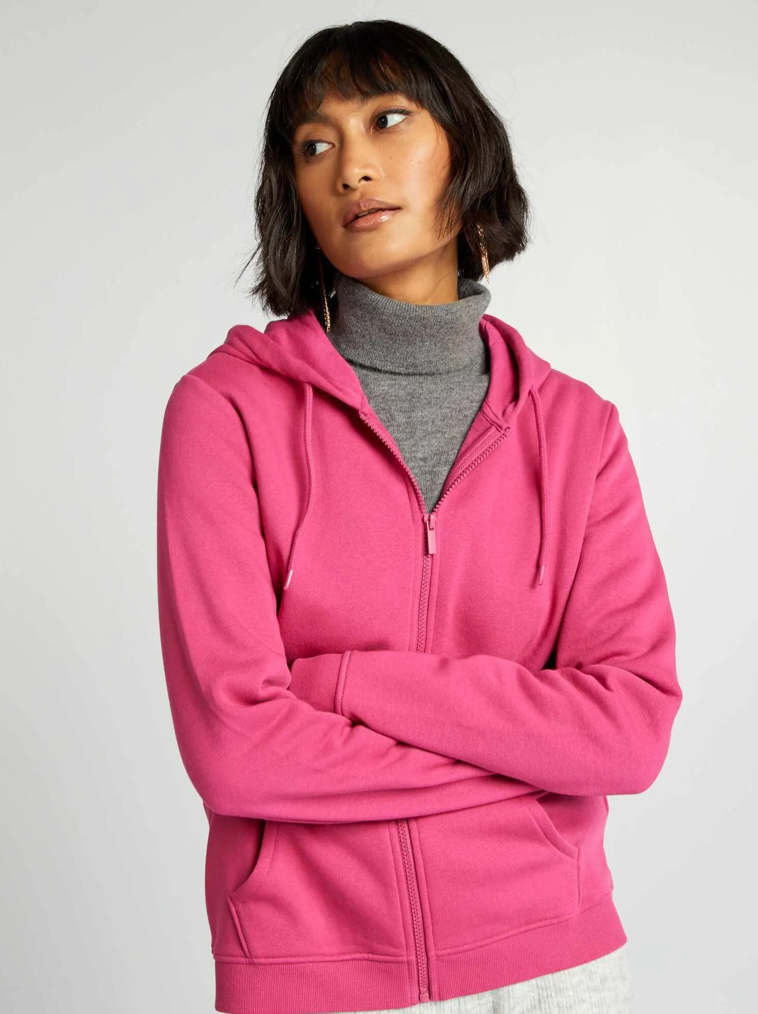 Felpa con zip e cappuccio - rosa scuro