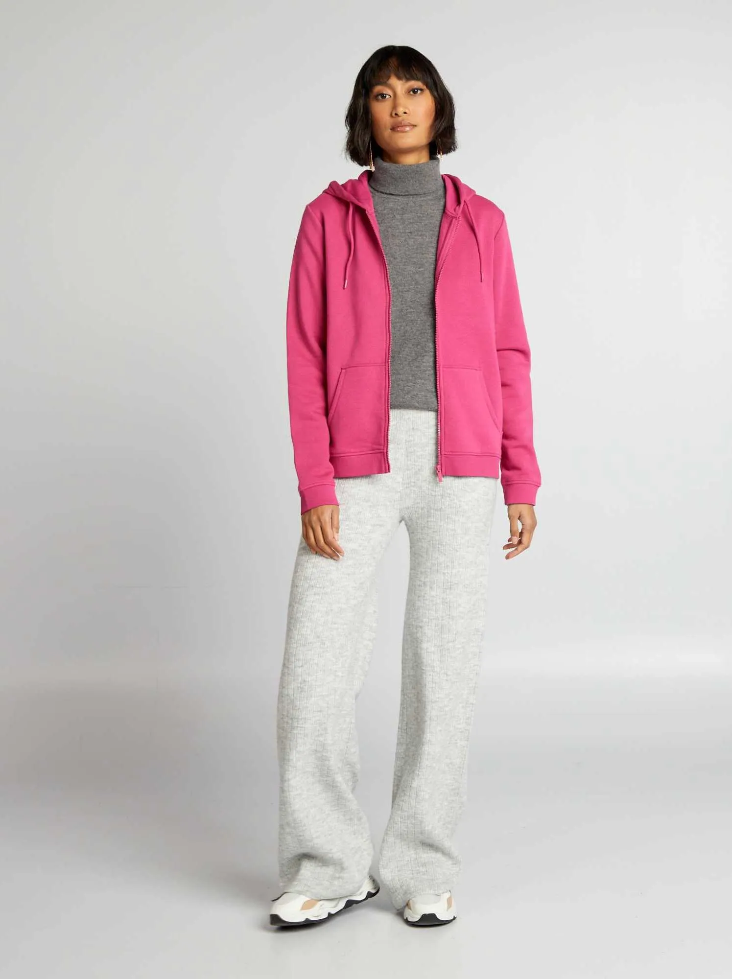 Felpa con zip e cappuccio - rosa scuro