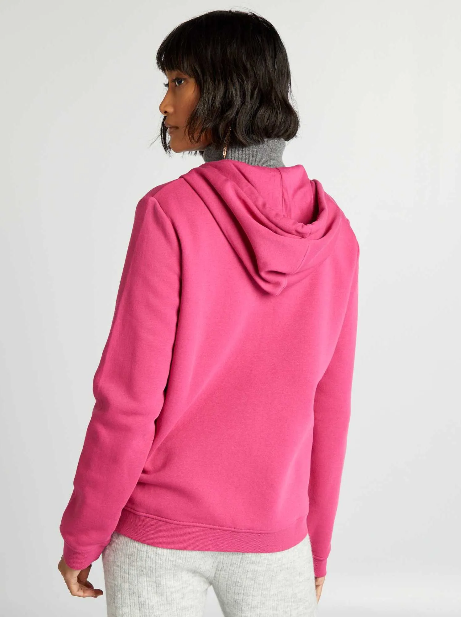 Felpa con zip e cappuccio - rosa scuro