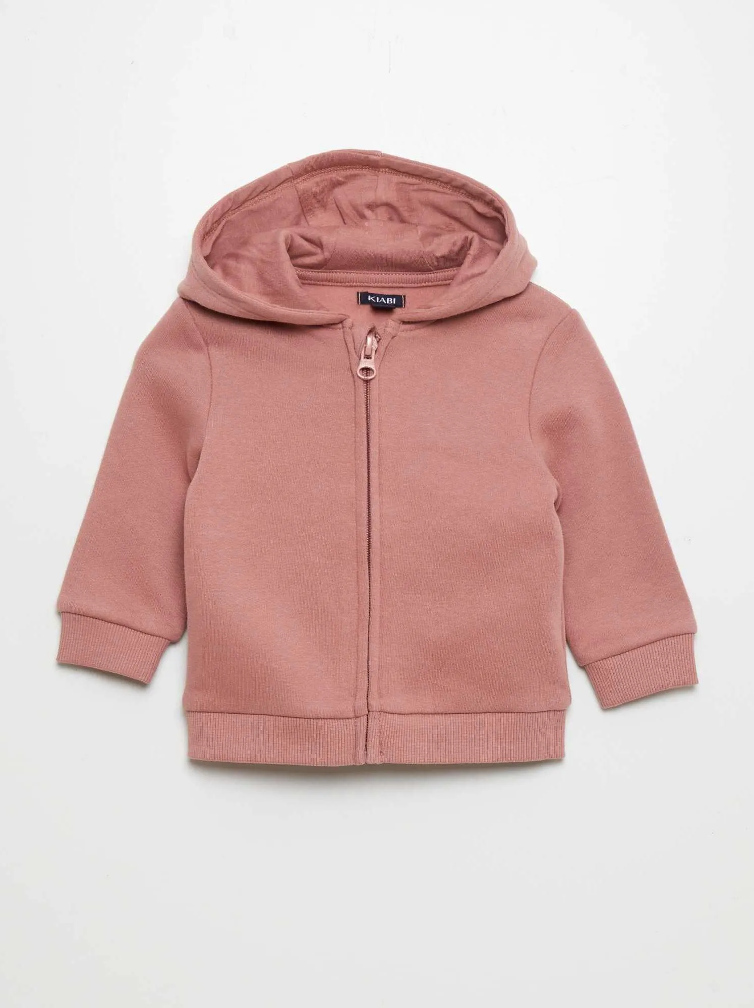 Felpa con zip in tessuto felpato - ROSA