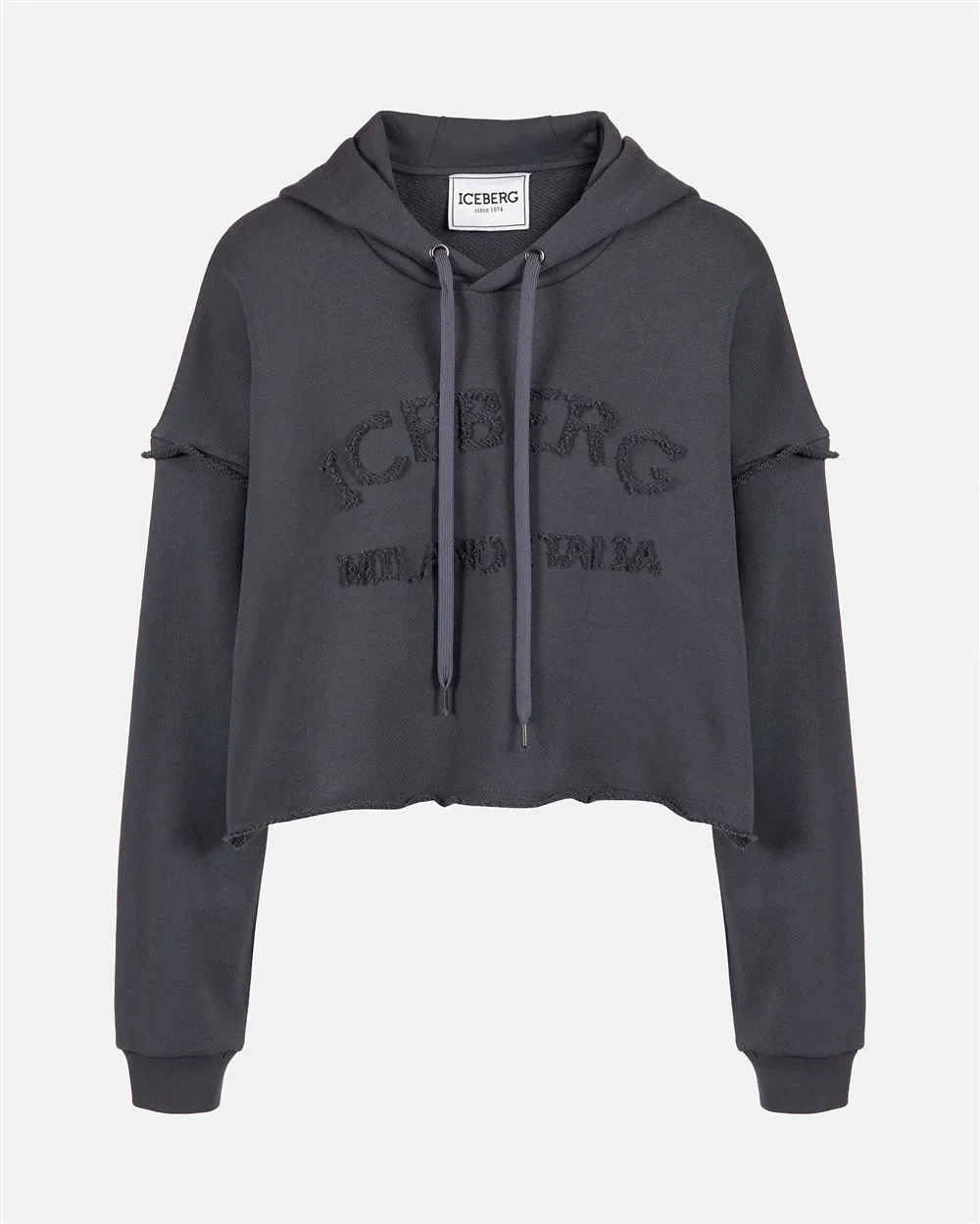 Felpa crop con cappuccio