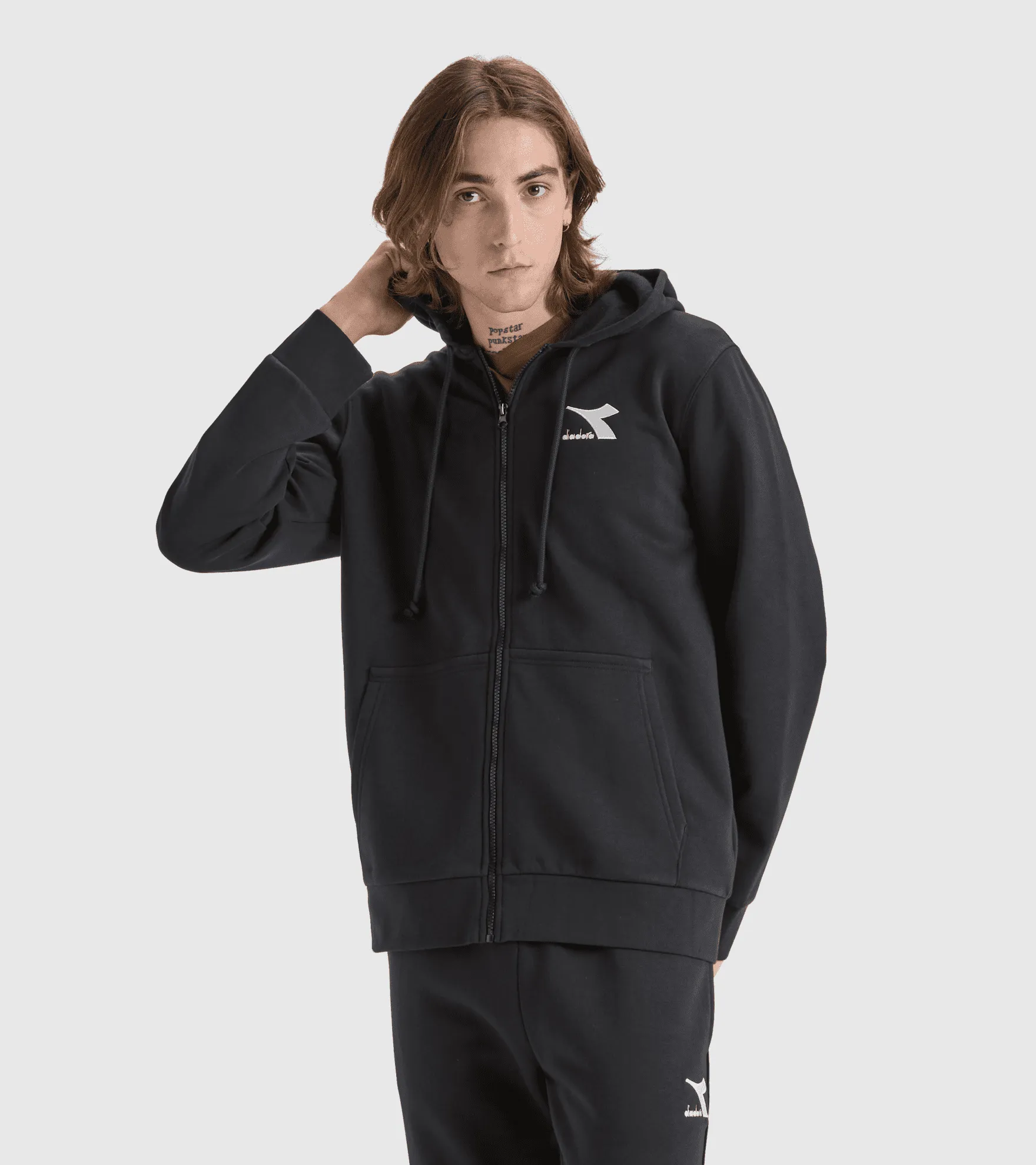 FELPA DA UOMO DIADORA HOODIE FZ CORE BLACK 80013