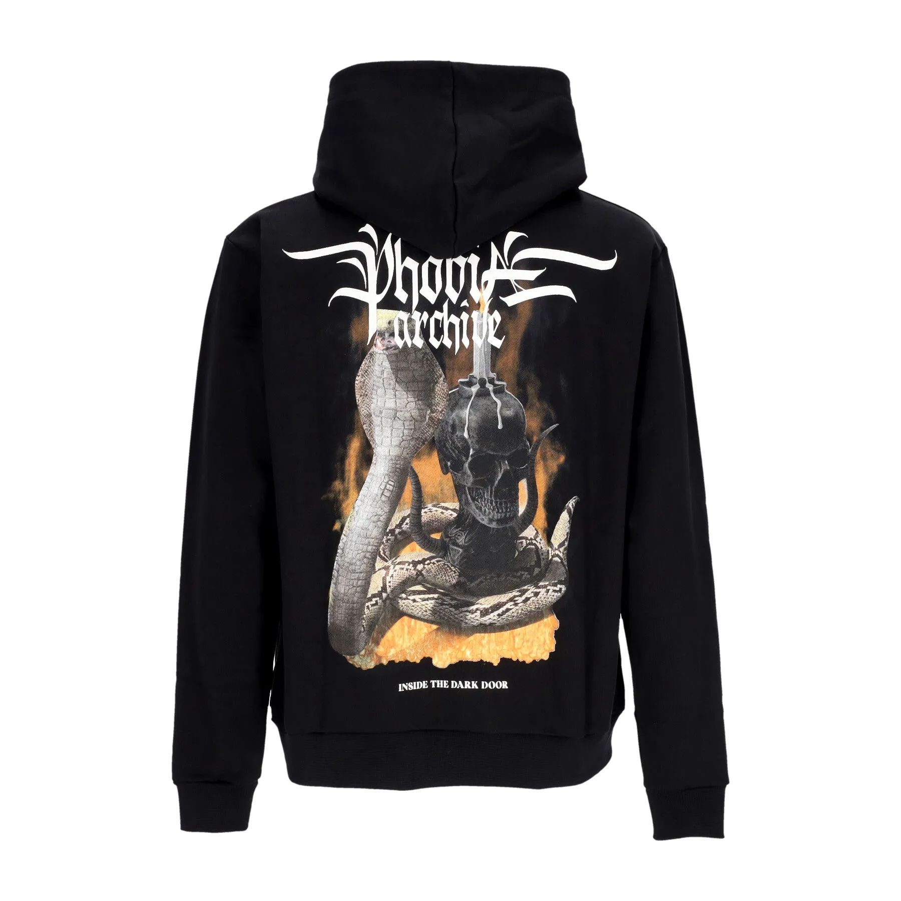 Felpa Leggera Cappuccio Uomo Fiery Cobra Print Hoodie Black/orange