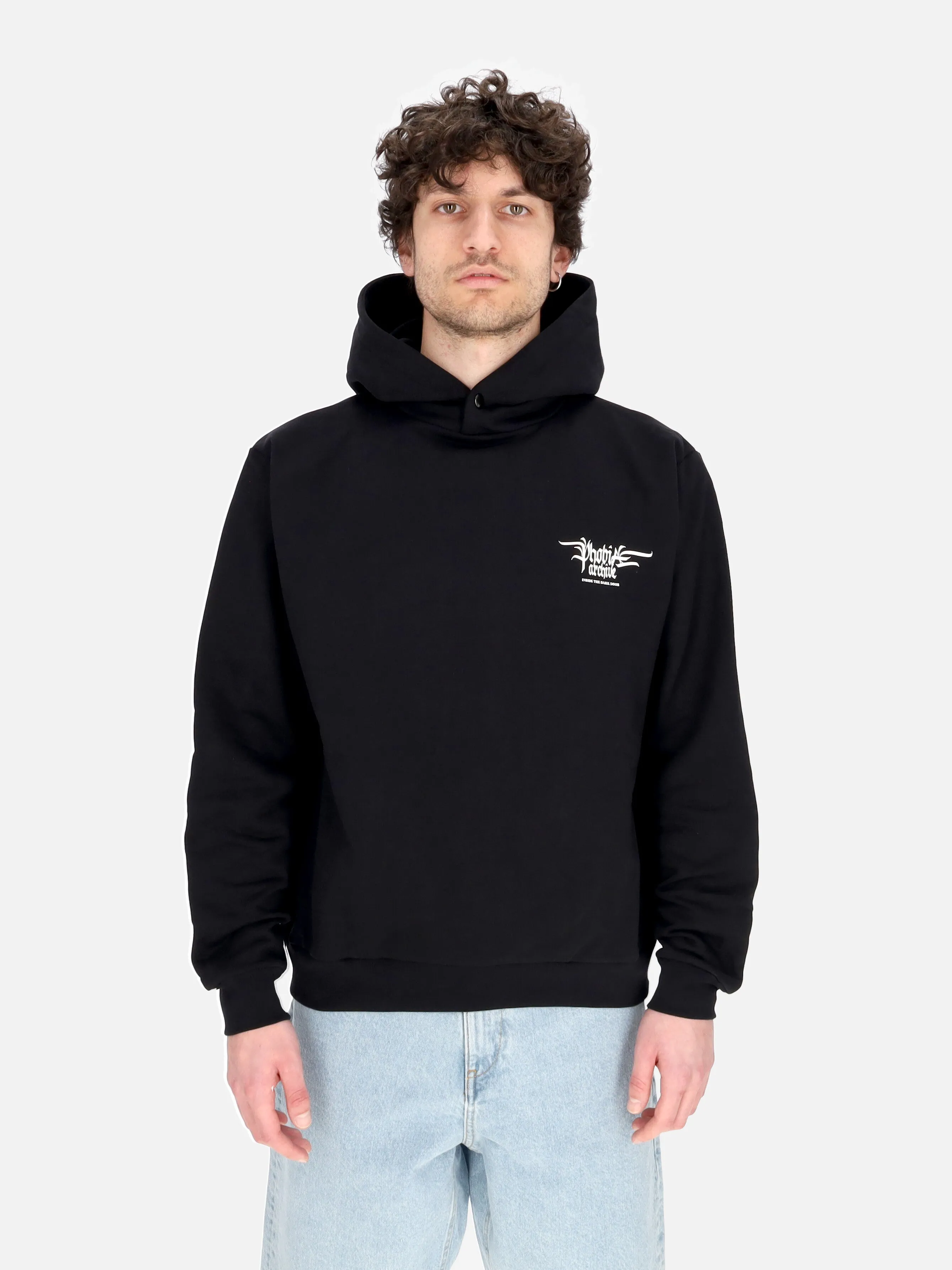 Felpa Leggera Cappuccio Uomo Fiery Cobra Print Hoodie Black/orange