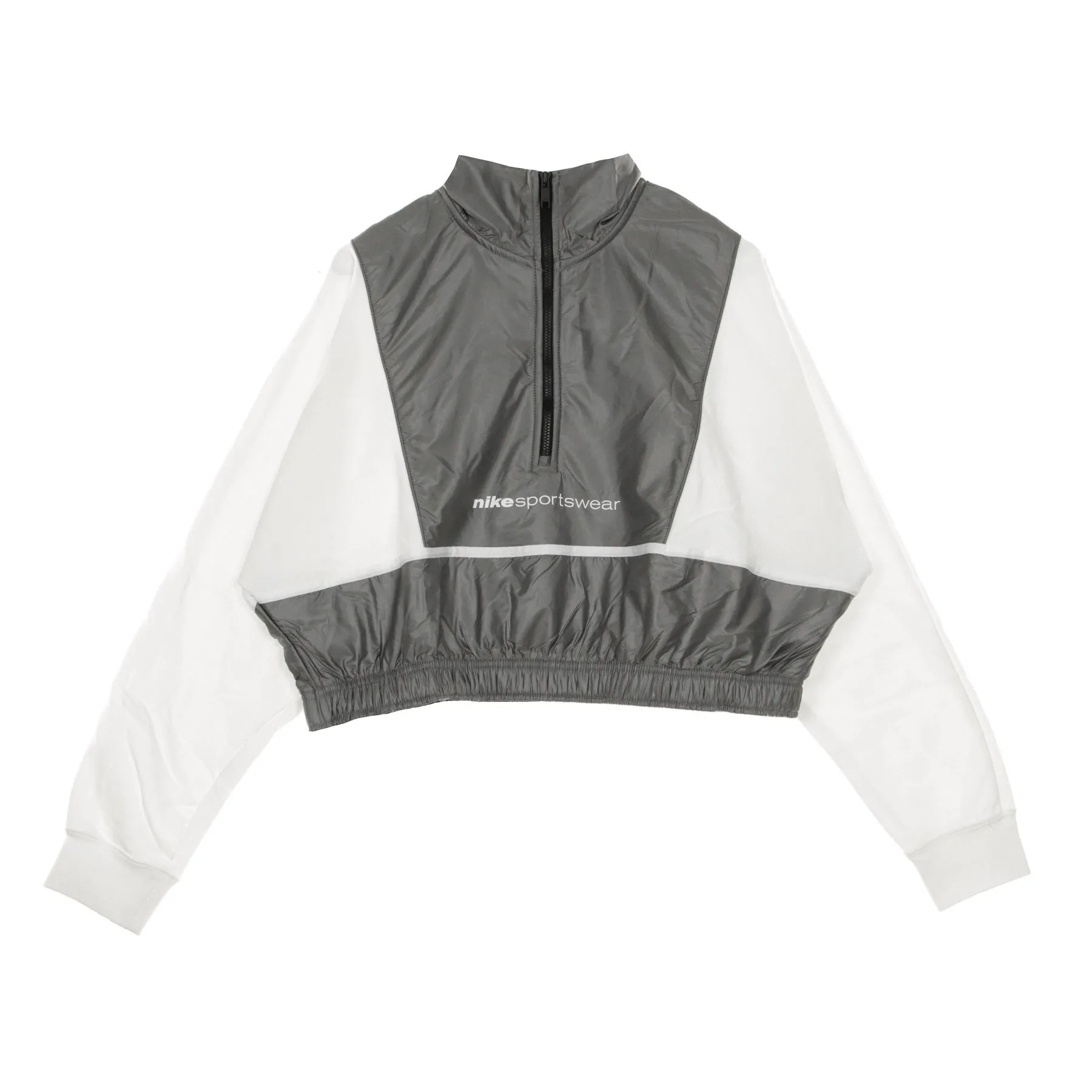 Felpa Leggera Collo Alto Corta Donna Sportswear Archive Remix White/light Bone/black