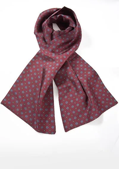 Foulard di seta ornamentale rosso bordeaux doubleface