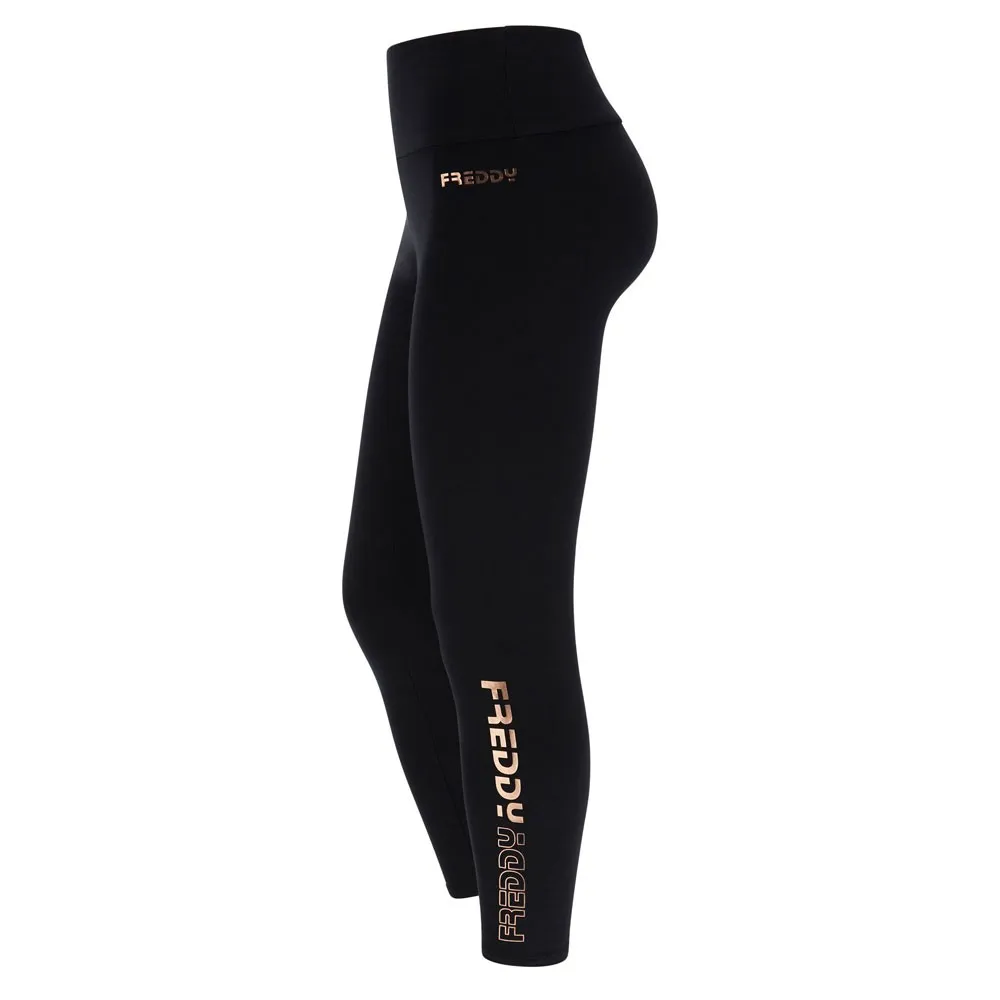 Freddy Leggings Sportivi Logo Nero Donna
