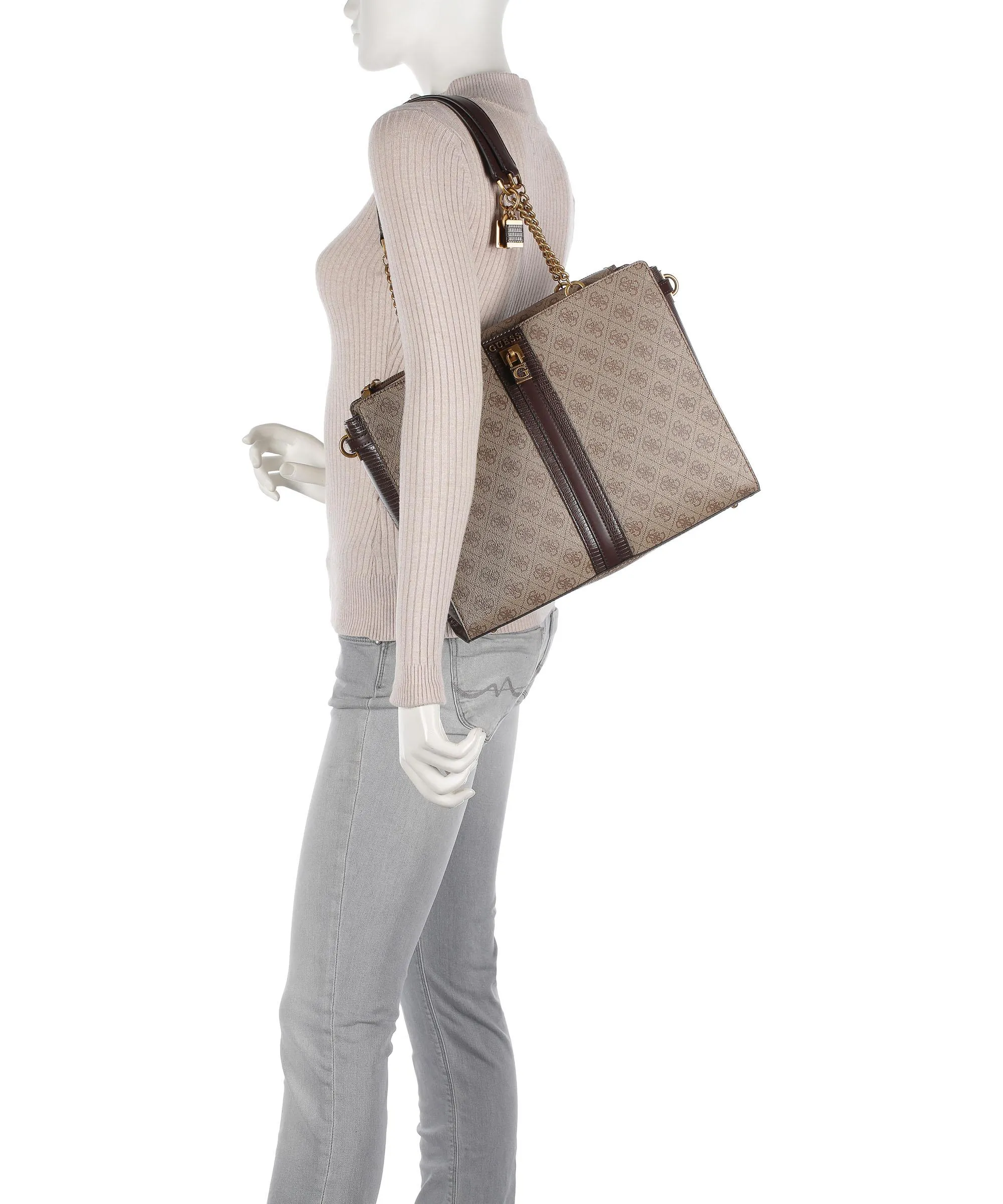  Guess Ginevra Borsa shopper pelle sintetica beige/marrone  