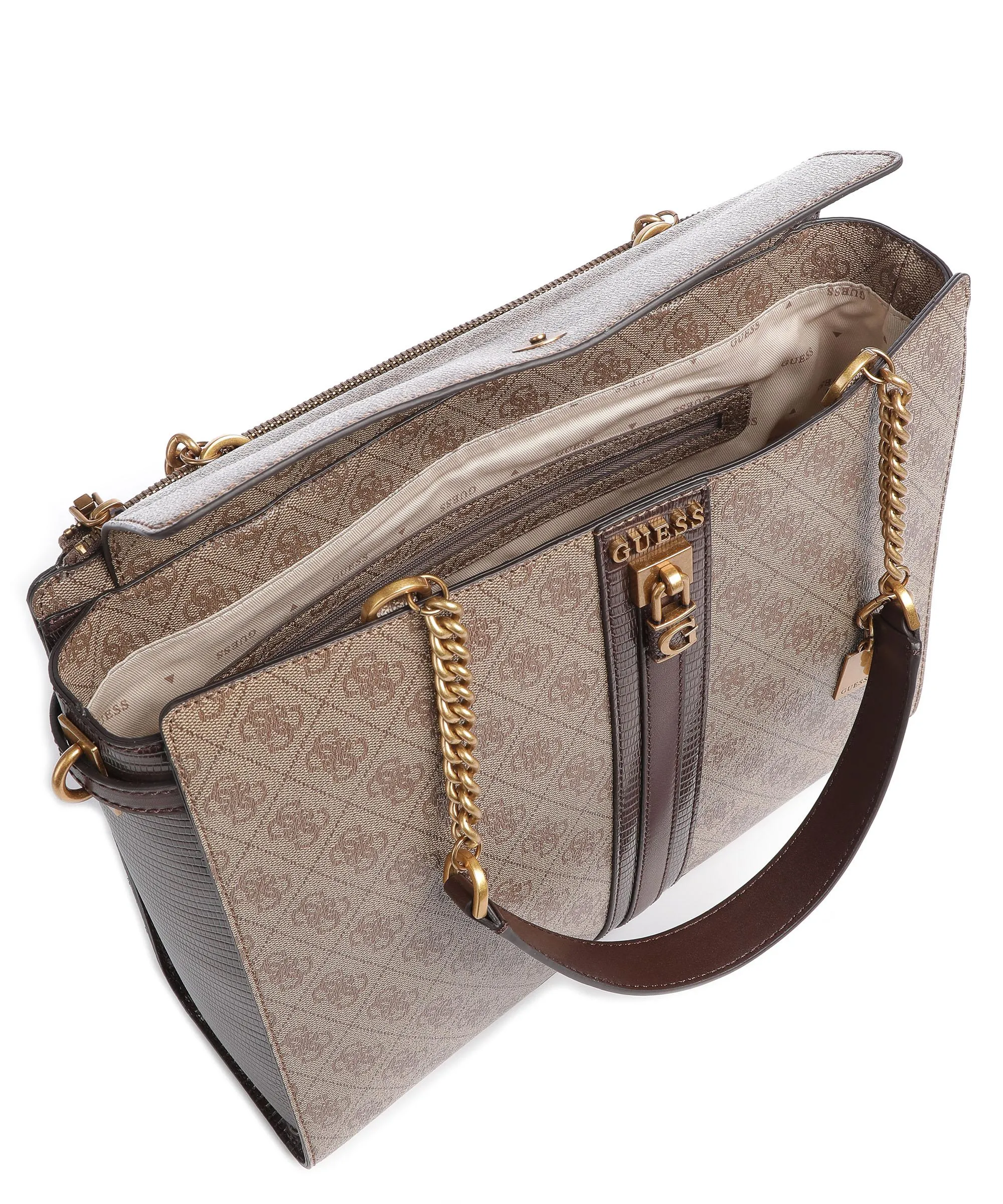  Guess Ginevra Borsa shopper pelle sintetica beige/marrone  