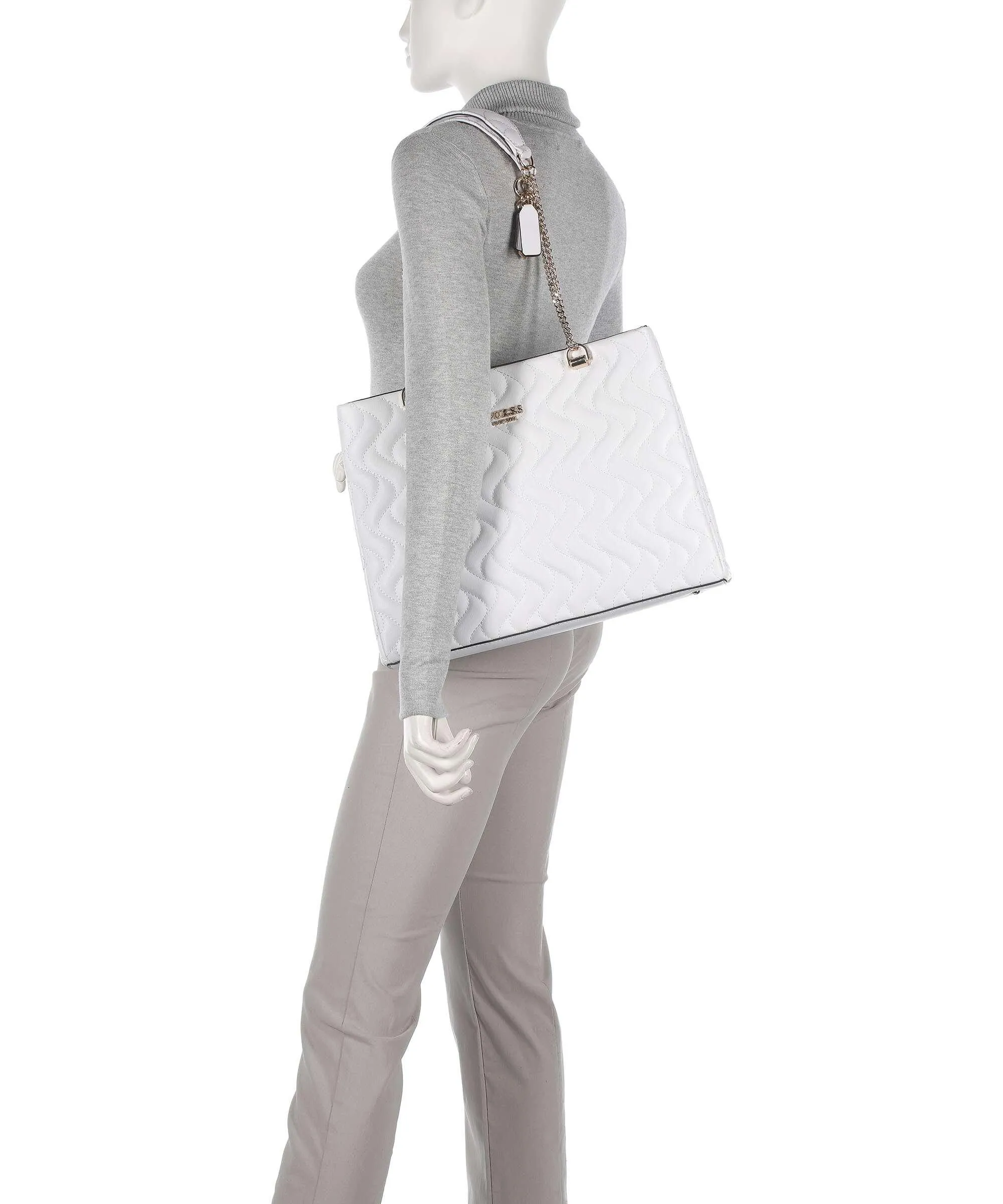  Guess Mai Eco Borsa shopper pelle sintetica bianco  