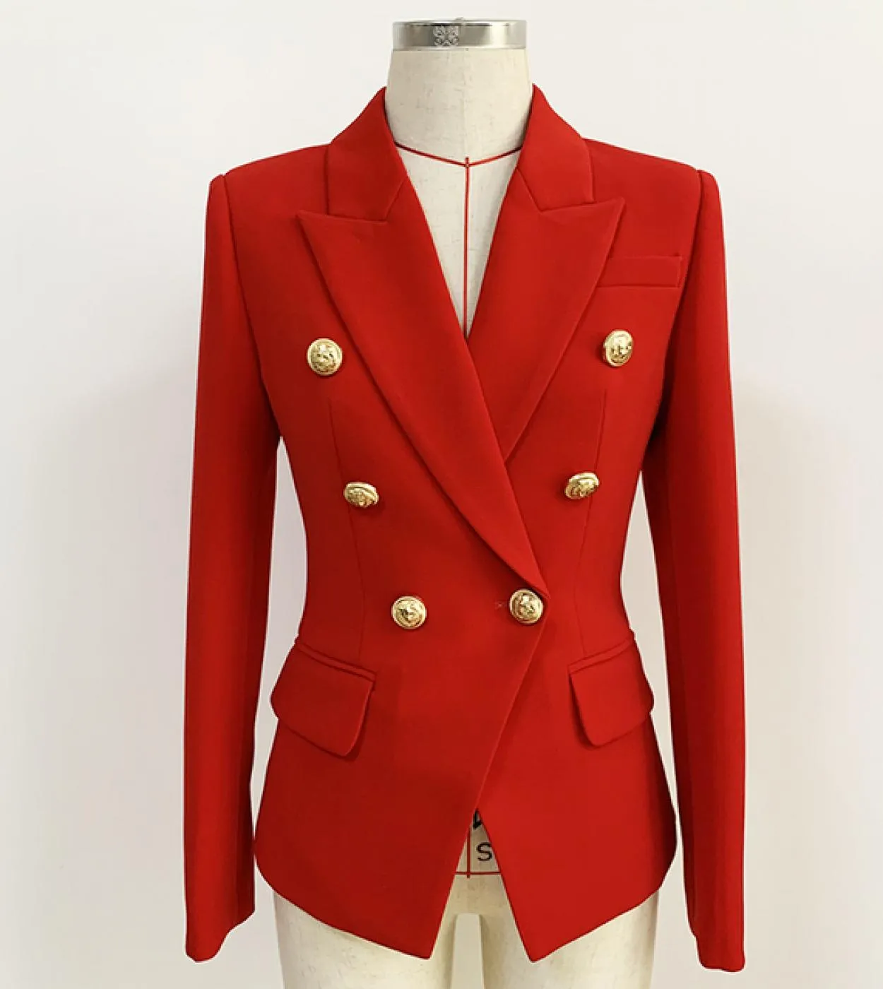 High Quanlity Newes 2022 Classic Designer Blazer Womens Slim Fit Metal Lion Buttons Blazer doppiopetto Giacca R