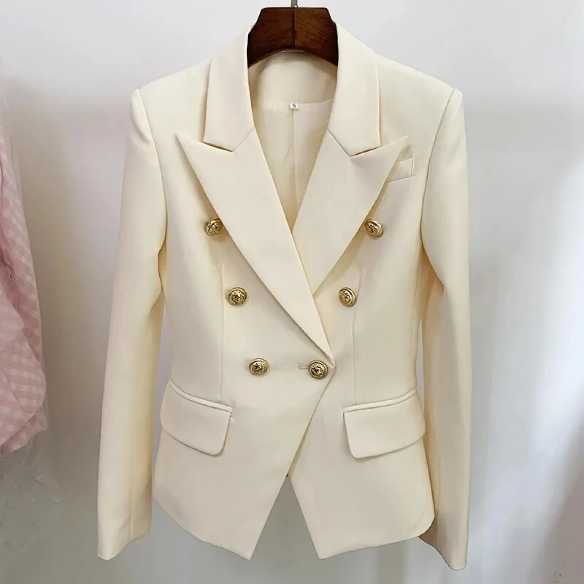 High Street Newest 2023 Giacca da donna Classic Slim Fitting Lion Bottoni Blazer doppiopetto