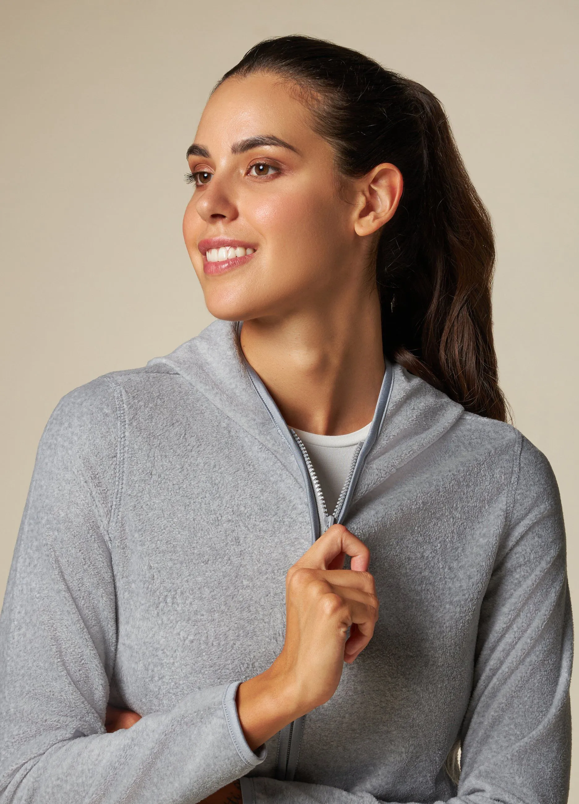 HOLISTIC  Felpa in pile con cappuccio donna