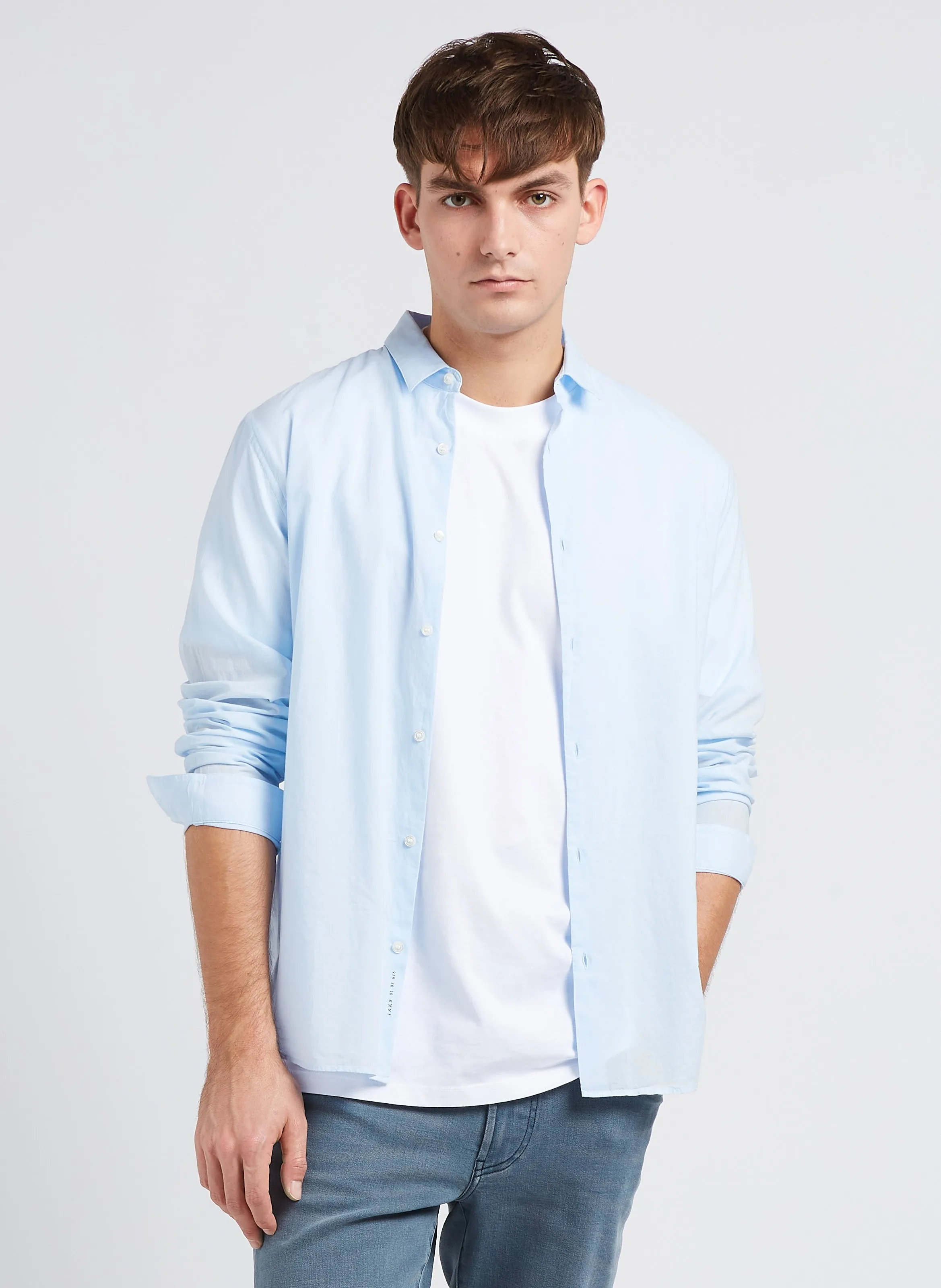  IKKS   Camicia collo classico slim fit in voile di cotone bio | Blu