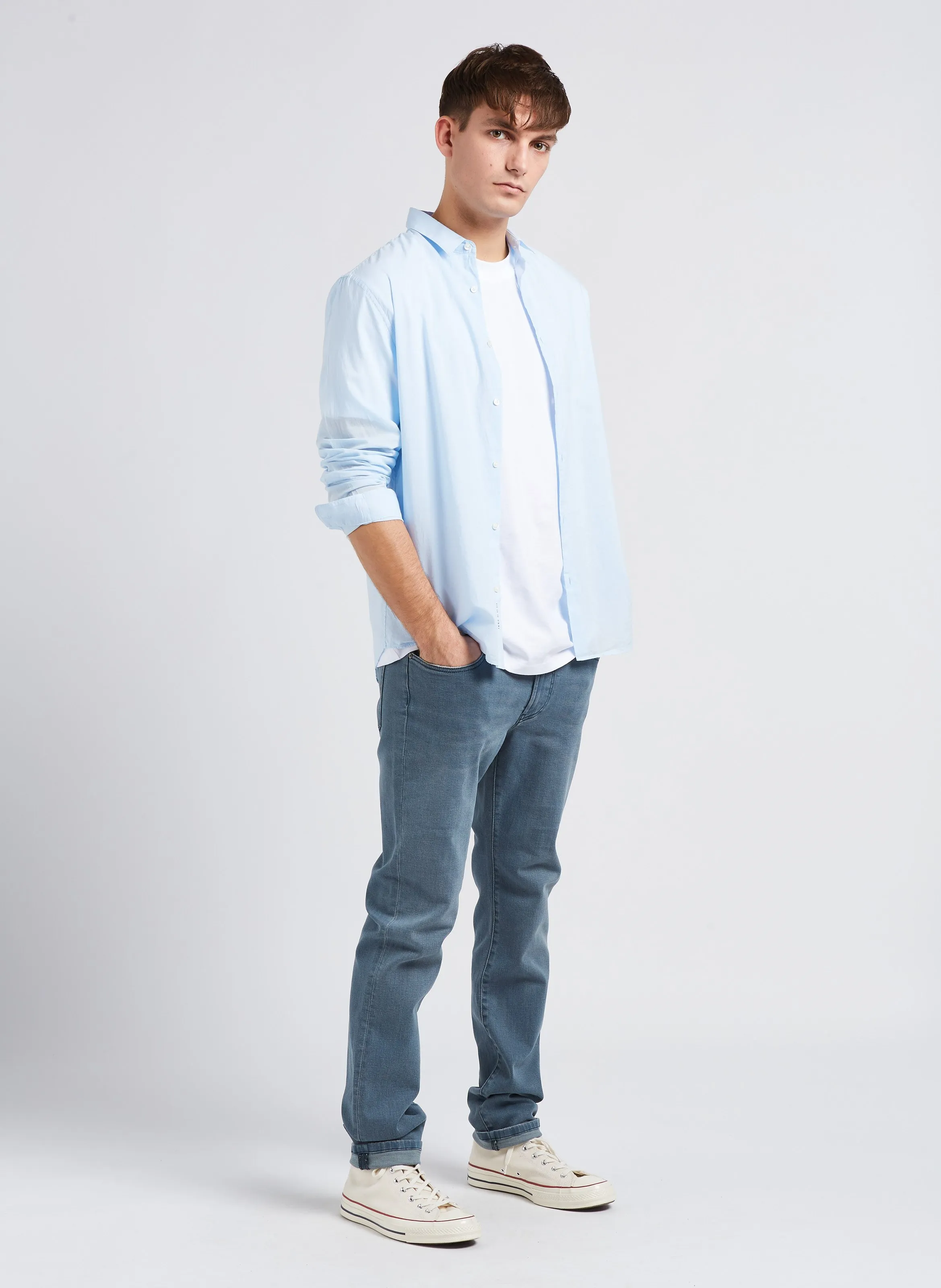  IKKS   Camicia collo classico slim fit in voile di cotone bio | Blu