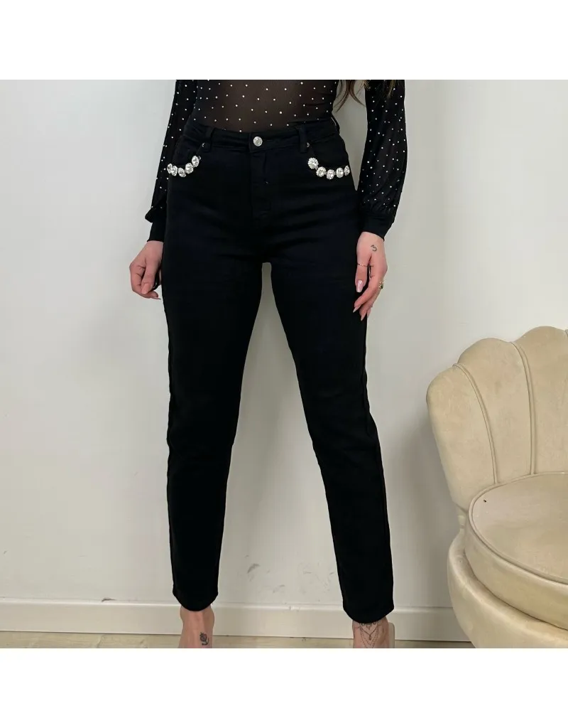 JEANS MOM NERO