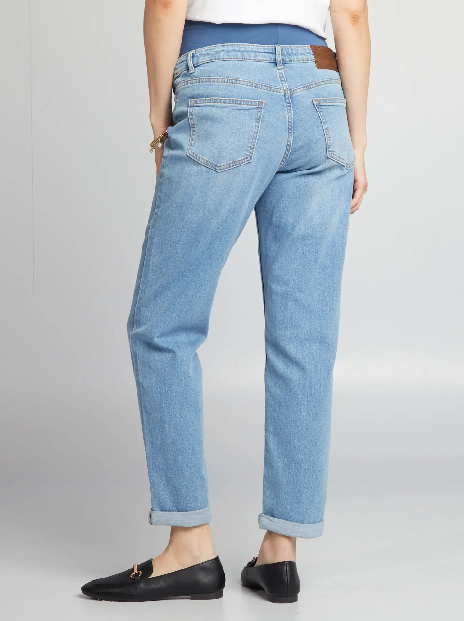 Jeans mom premaman con abrasioni - BLU