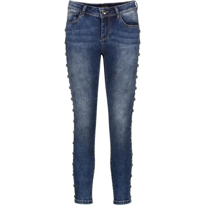 Jeans skinny cropped con borchie
