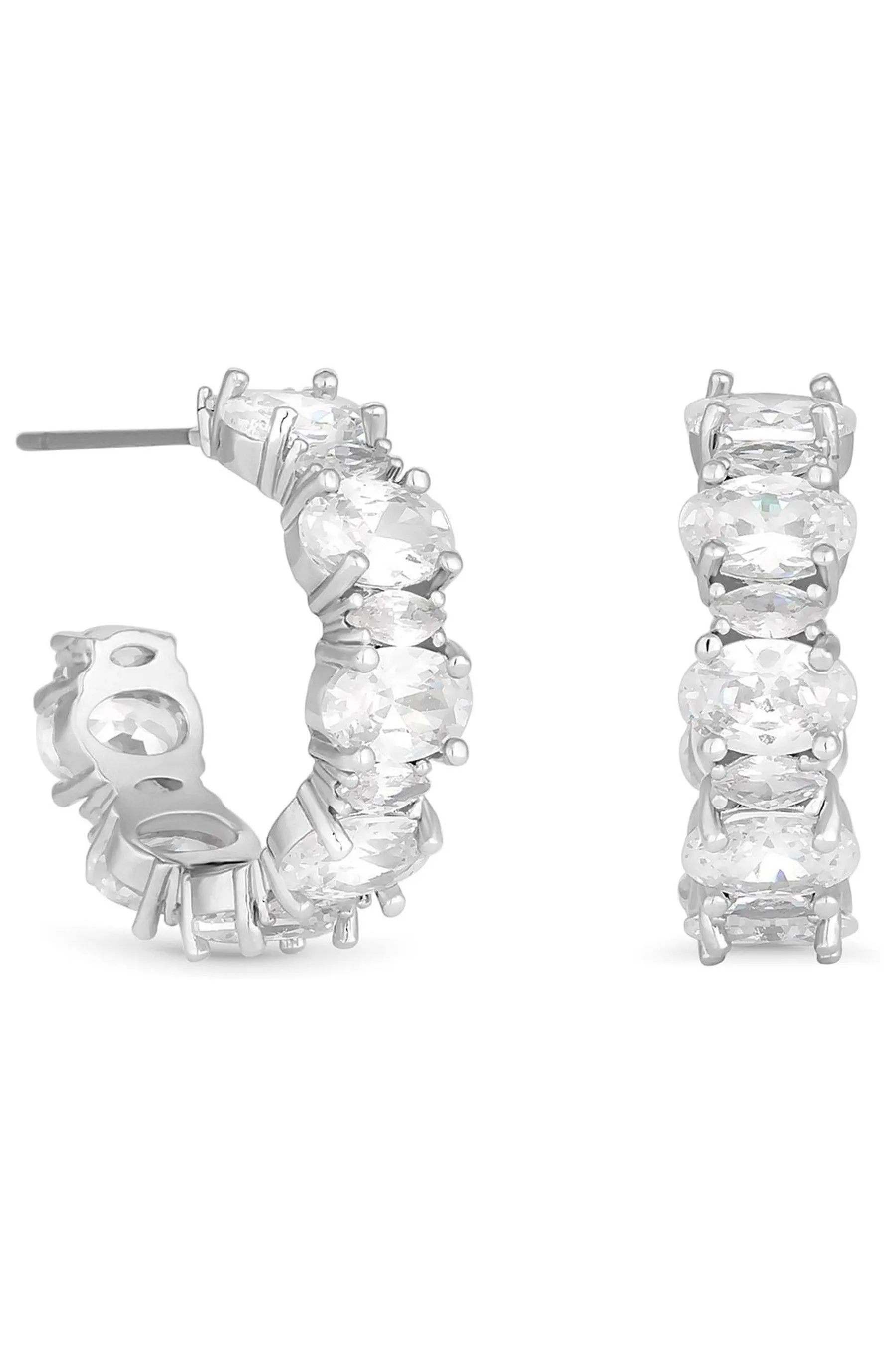 Jon Richard - Orecchini a cerchio con forma ovale e navette con cubic zirconia