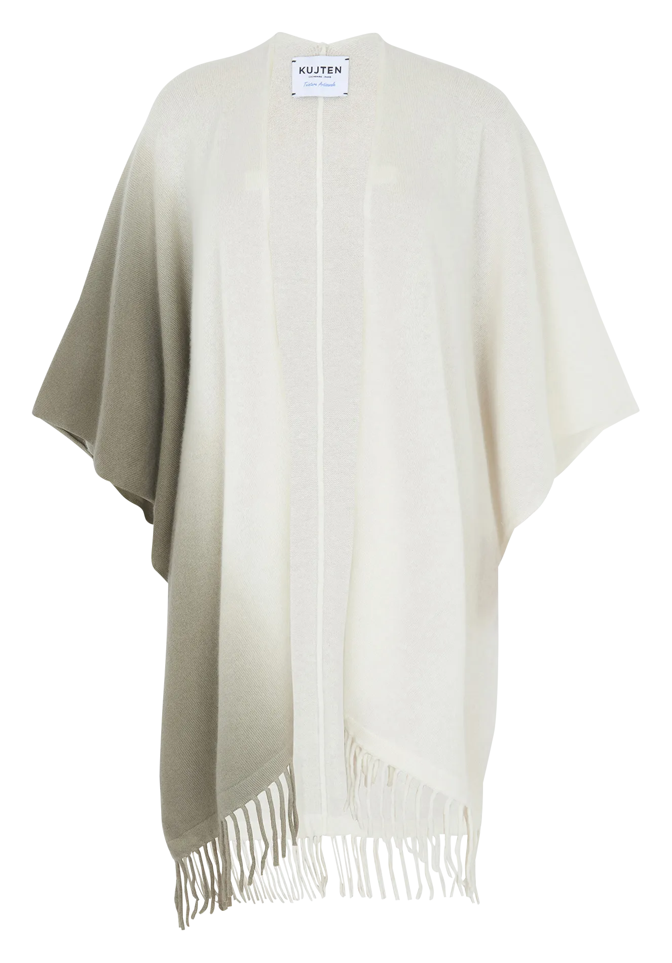  KUJTEN   AVIVA - Mantella con frange in cashmere | Verde
