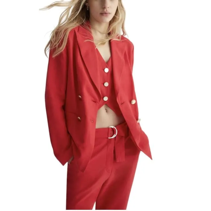 Liu Jo Blazer In Lino Doppiopetto Rosso